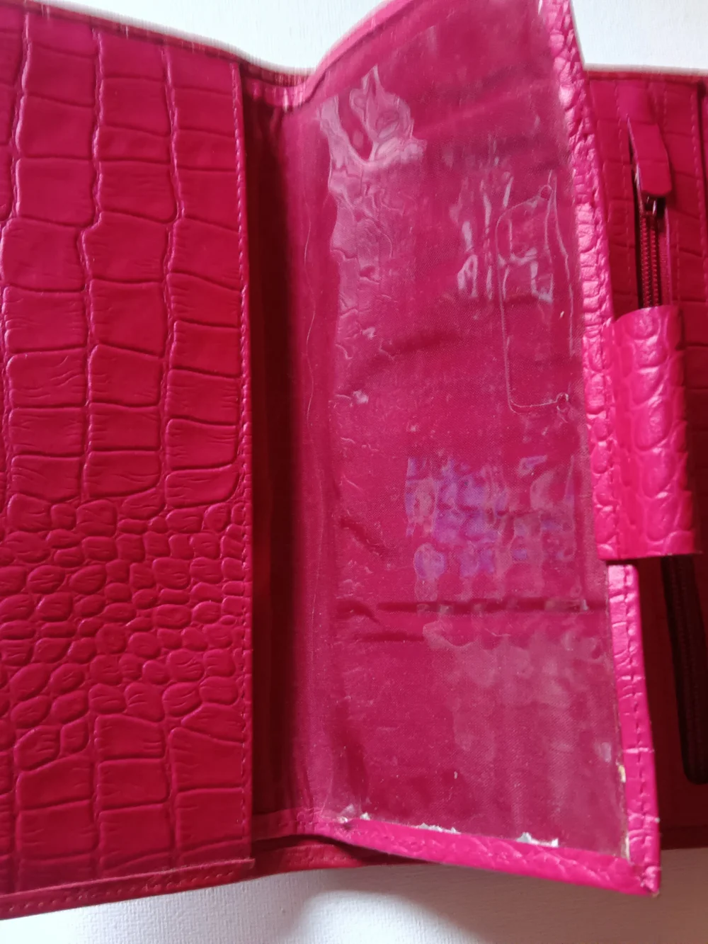 Buxton Red Croc-Embossed Leather Checkbook Wallet